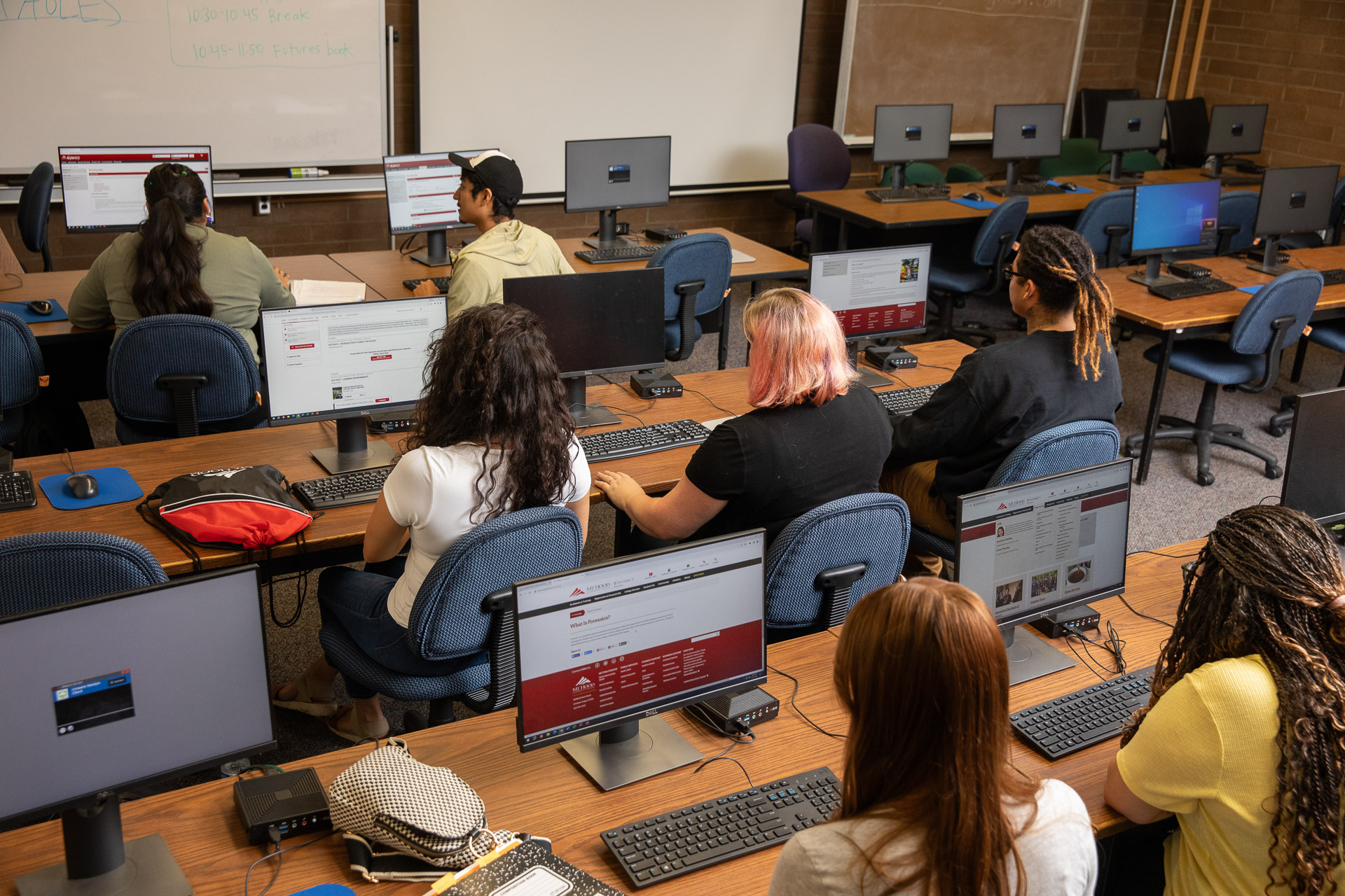 Students in a classroom at computers