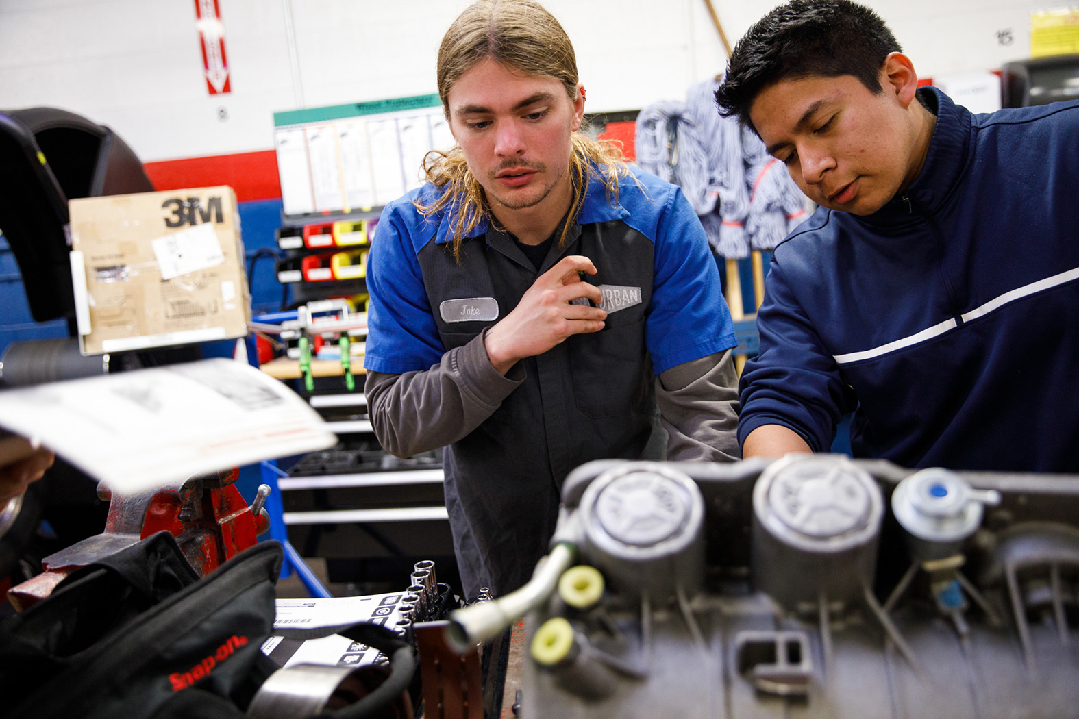 Students working in our automotive tech class